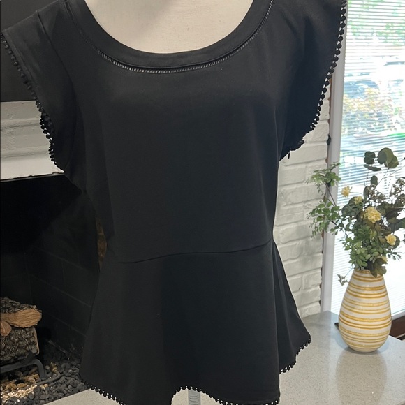 Ann Taylor Elegant Black Blouse with Beaded Trim - Picture 4 of 6